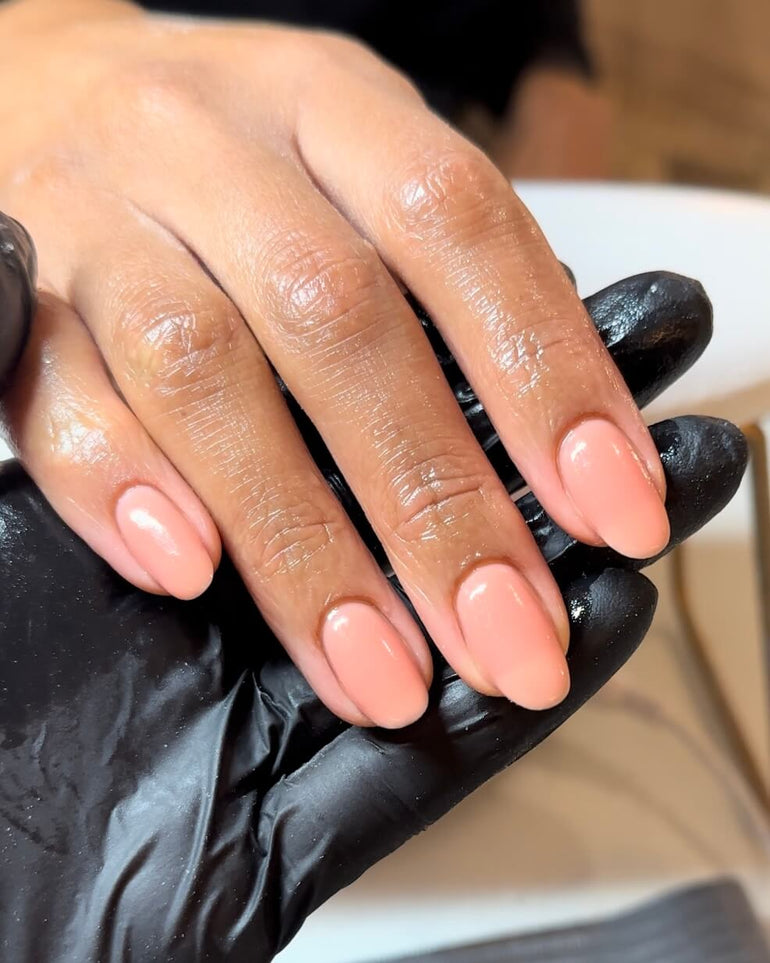 Nude gel nails by Tori Watterson